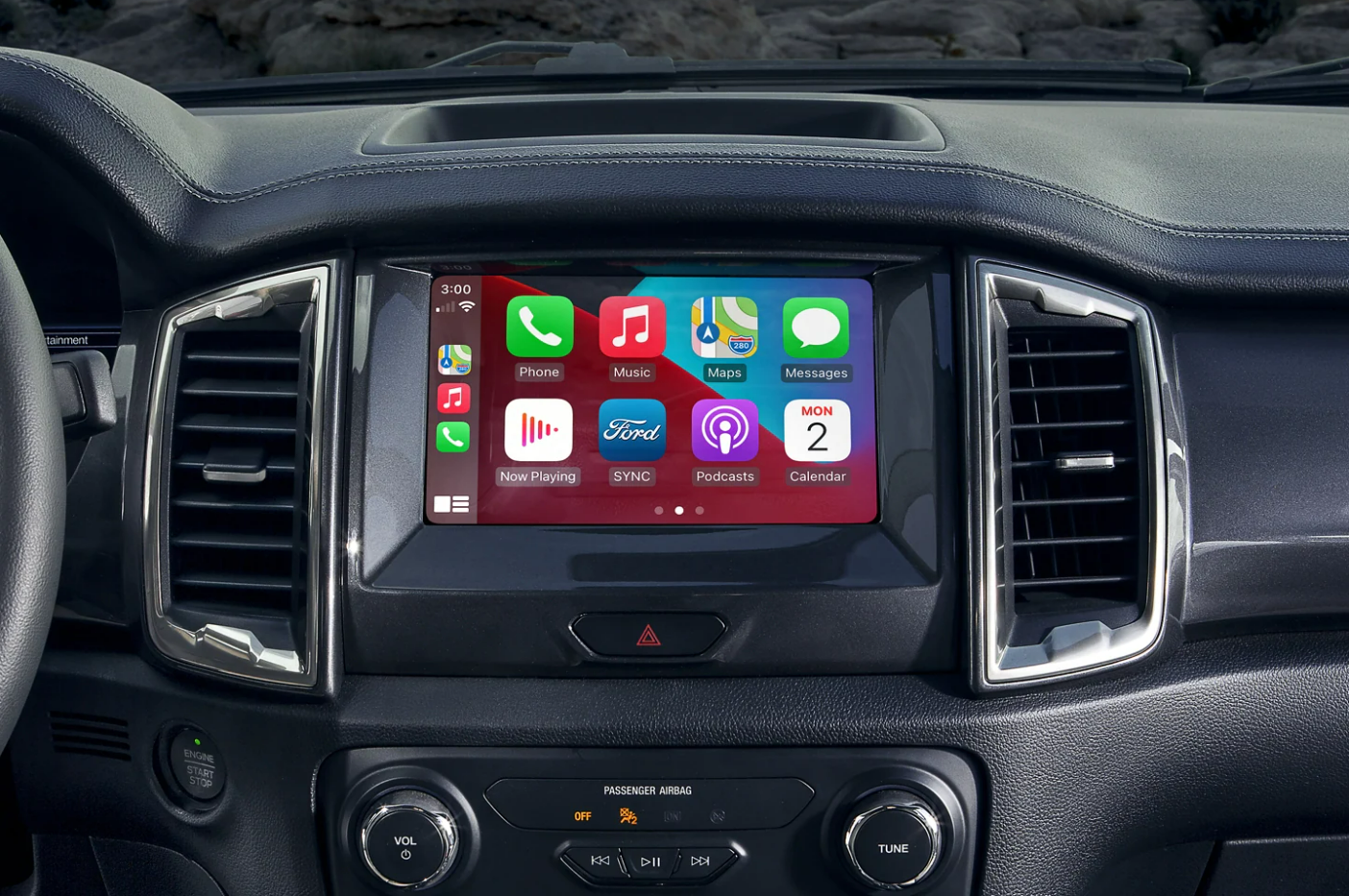 A close up of the infotainment system of a 2023 Ford Ranger