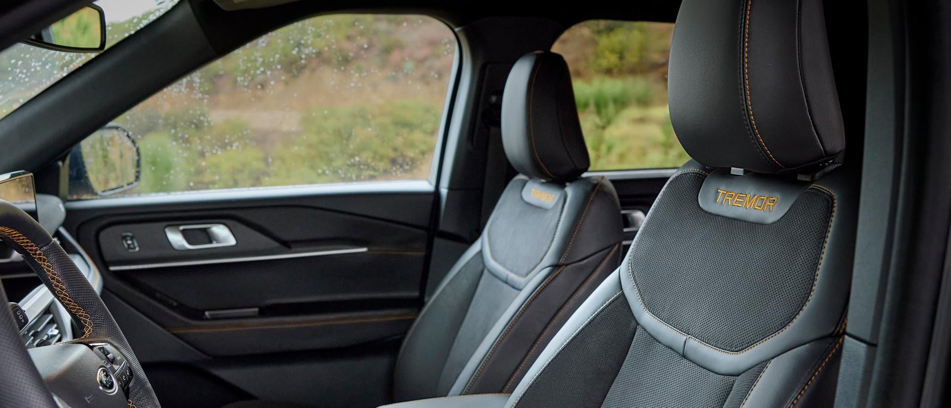 View from the driver seat of the 2026 Ford Explorer showing the digital instrument cluster and steering wheel