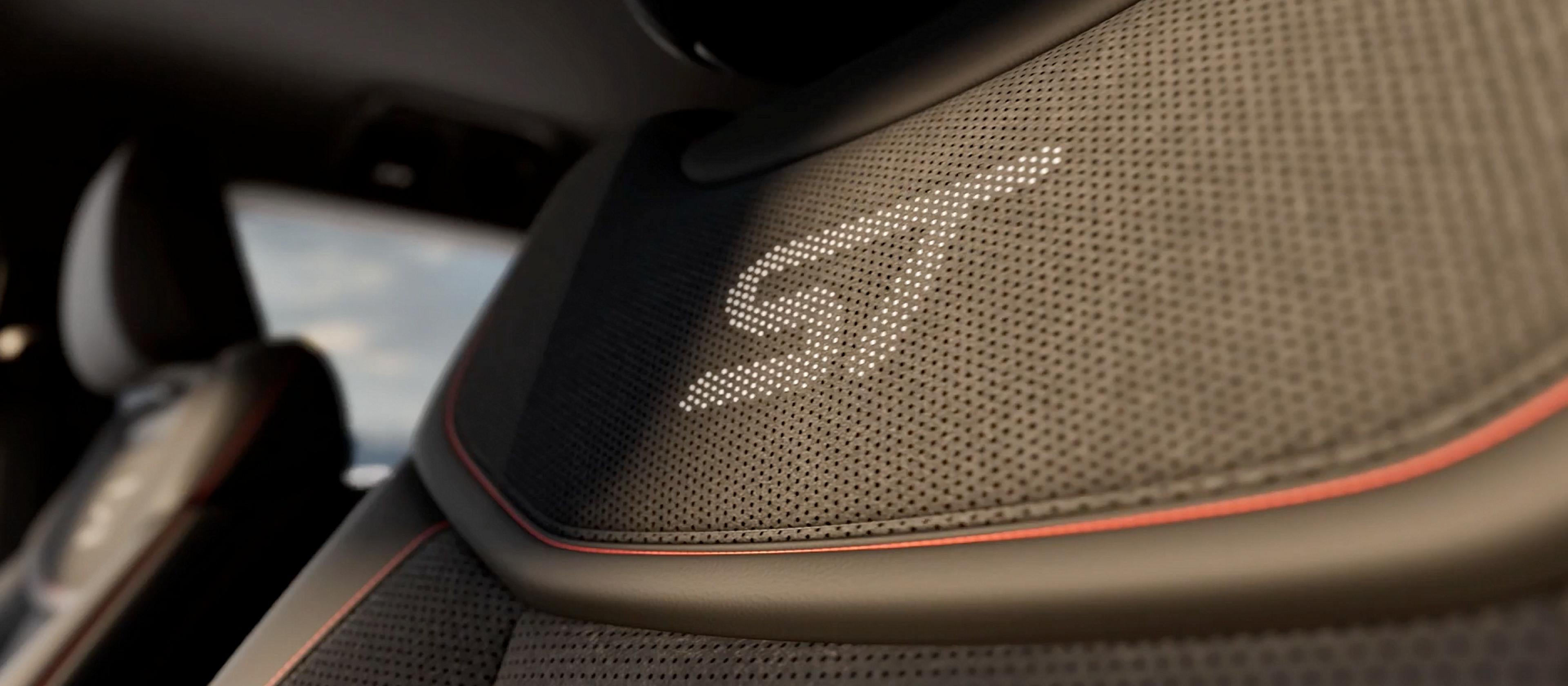 Close-up of the premium 2026 Ford Explorer ST interior headrest design